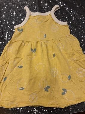 Girls' Yellow Lemon Print Sundress - Casual Summer Dress